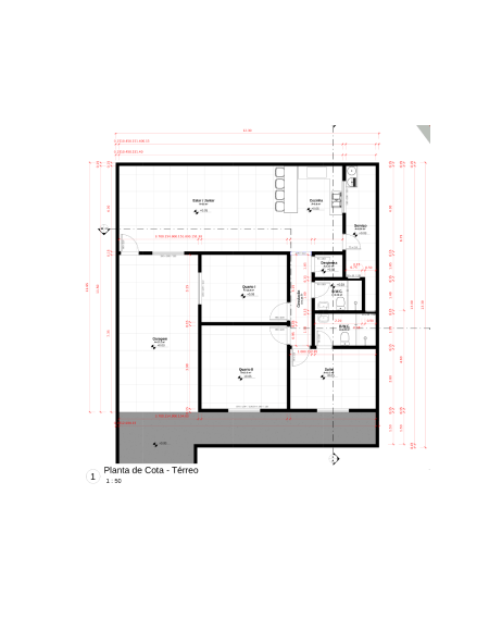 Plantas, Cortes e Fachada – Casa Fundo - SF Engenharia